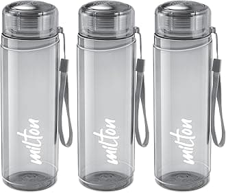MILTON Hector 1000 Pet Water Bottles, Set of 3, 1 Litre Each, Grey, Reusable Plastic Fridge Bottle, BPA Free and Leak Proof Bottles for Travel, Work