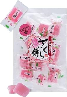 TOMOSAN Japanese Sakura Mochi Candy, Traditional Cherry Blossom Rice Cakes, Soft & Chewy, Individually Wrapped, 180g / 6.35oz