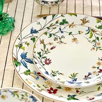 GOLDEN QUEEN'S Snack Plates Set of 4 | Perfect for Snacks, Desserts, Appetizers, Salads, Tapas, Cheese | 7 inches Wide | Microwave Safe (Summer Bloom)