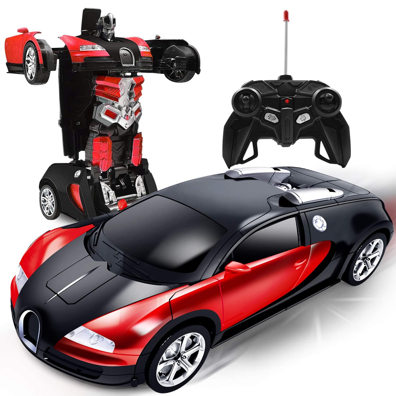 Remote Control Transform Car Robot Toy with Lights Deformation RC Car 2.4Ghz 1:18 Rechargeable 360°Rotating Stunt Race Car Toys for Kids Boy Girl Age 8 9 10 11 Year Old Holiday Toy Birthday Gifts