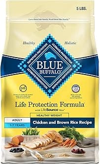 Blue Buffalo Life Protection Formula Healthy Weight Adult Dry Dog Food, Supports an Ideal Weight, Made with Natural Ingredients, Chicken & Brown Rice Recipe, 5-lb Bag