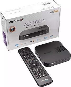 Amiko A14 Green 4K UHD ANDROID 14 Mytv3 Quad Core Dual Band WiFi HDR10 UK PLUG TV BOX AMIKO 2GB RAM,16GB MMC