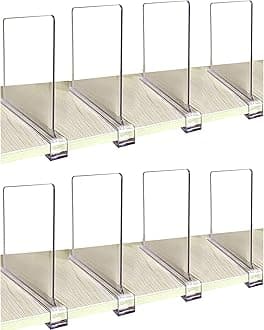 CY craft Shelf Dividers for Closets, 8PCS Clear Acrylic Shelf Divider for Wood Shelves and Clothes Organizer/Purses Separators Perfect for Kitchen Cabinets and Bedroom Organizer