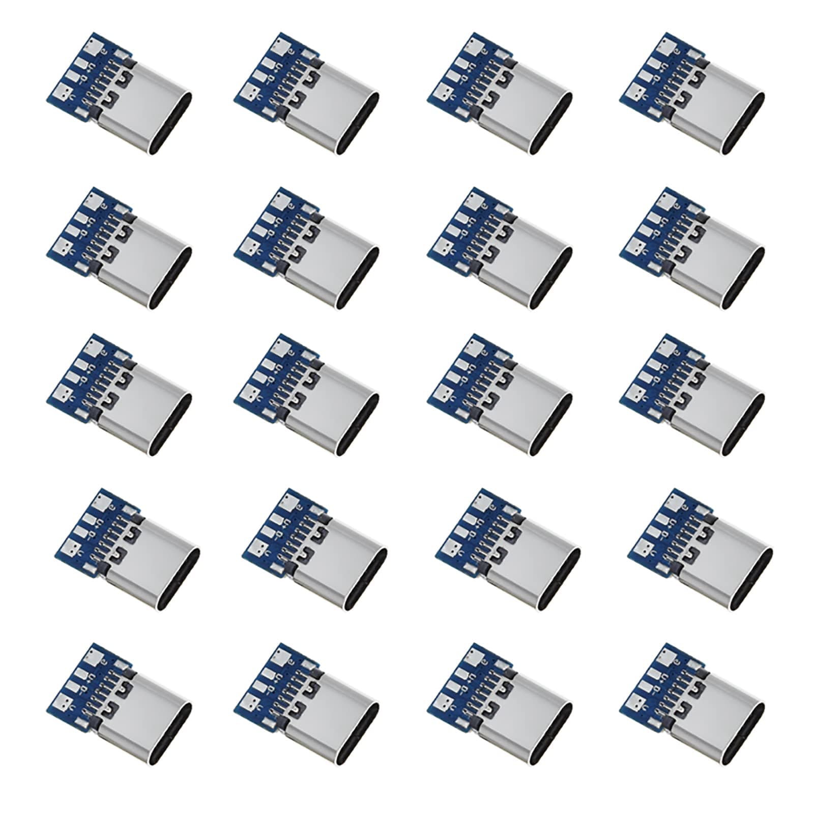 20 Pcs USB 3.1 Type C Female Plug Socket Connector with PCB Board 24 pin DIY Data Line Interface Female Socket