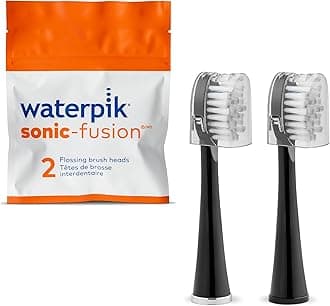 Genuine Full Size Replacement Brush Heads With Covers for Sonic-Fusion Flossing Toothbrush SFFB-2EB, 2 Count Black