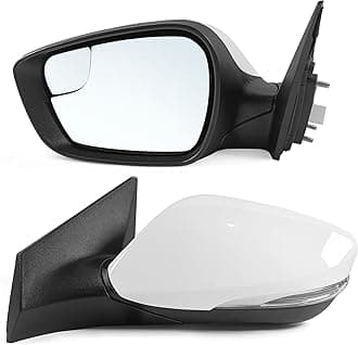 Left Driver Side Mirror Assembly Fits 2014 2015 2016 Hyundai Elantra with Power Glass Heated Blind Spot Glass Turn Signal and Manual Folding Match to White (6Pins)