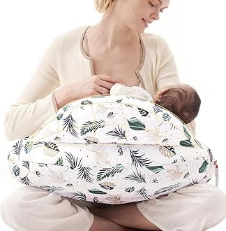Momcozy Pioneering Safety Fence Nursing Pillow for Breastfeeding- Wider Feeding Pillows for More Support for Mom & Baby- Easier Nursing & Hand Free- Fit for All, Removable Cotton Cover