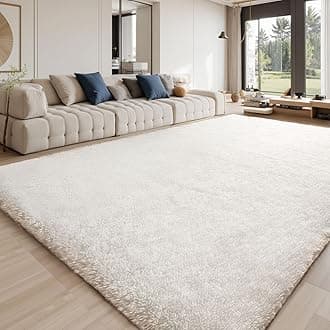 Rugs Living Room 240x300cm, Ivory Area Rugs for Bedroom, Washable Anti Slip Extra Large Shaggy Soft Rug Fluffy Modern Floor Carpets Mat Beside Carpet for Kids Living Room