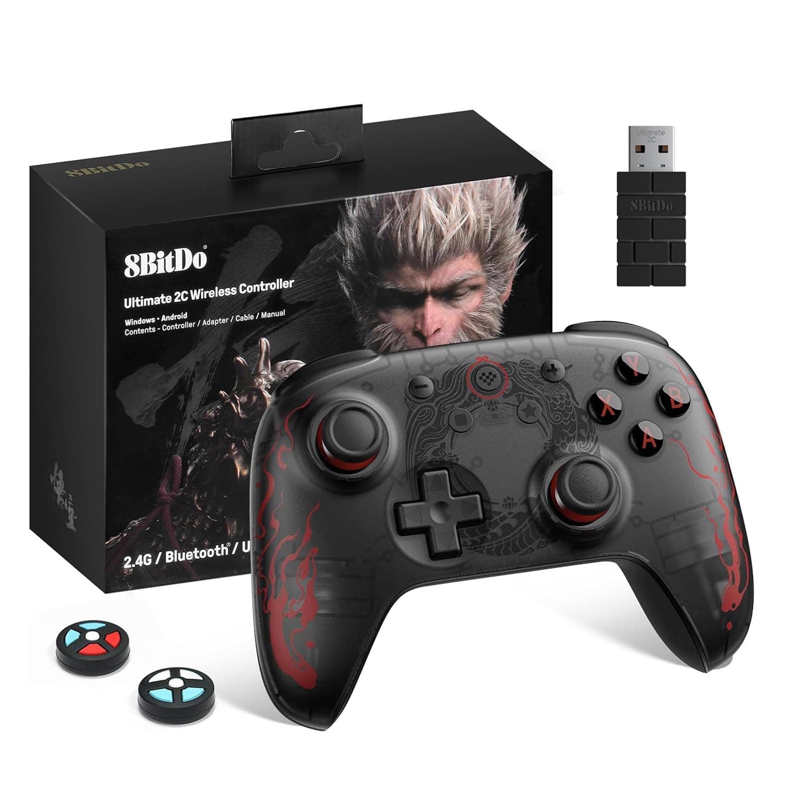 8Bitdo Ultimate 2C Wireless Controller für Windows PC und Android, mit Hall-Effekt-Joysticks und Hall-Triggern, keine Drift, 1000Hz Polling-Rate, Remappable L4/R4 Bumpers - Black Myth: Wukong