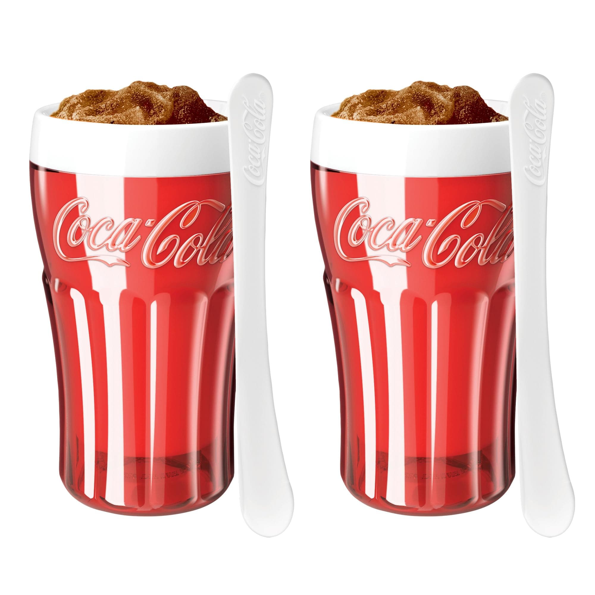 ZOKU Coca-Cola Float & Slushy Maker, Retro Make and Serve Cup with Freezer Core Creates Single-serving Smoothies, Slushies and Milkshakes in Minutes, BPA-free, Set of 2
