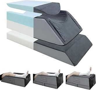Leg Elevation Pillows for After Surgery,4-Height Adjustable Leg Elevating Pillow,Knee Surgery Recovery Equipment,Improving Blood Circulation,Ankle/Foot Surgery Swelling, Washable Cover