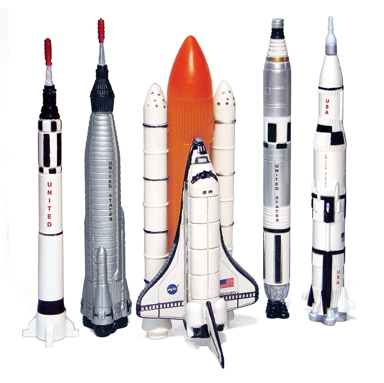 Echo Toys Spaceship Rocket Set - 5 Piece Space Program NASA Collector's Set - Mercury, Gemini, Apollo, Saturn Rockets And Space Shuttles