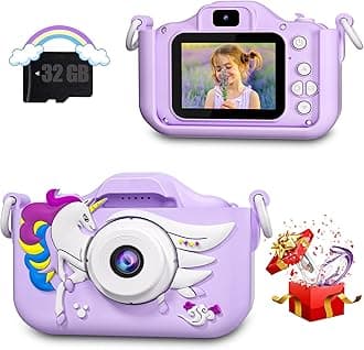 CIMELR Kids Camera Toys for 3 4 5 6 7 8 9 10 11 12 Years Old Boys/Girls, Kids Digital Camera for Toddler with Video, Birthday Festival for Kids, Selfie Camera for Child, 32GB TF Card