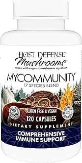 MyCommunity Capsules - 17 Species Blend Mushroom Supplement for Immune Support - Herbal Aid with Lion's Mane, Reishi. Chaga, Cordyceps, Turkey Tail & More - 120 Capsules