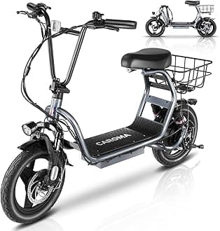 Caroma Electric Scooter for Adults with Seat, 800/1200W Motor, Max 30Miles Ranges&20Mph, 14" Fat Tire Foldable E-Scooter with Carry Basket, Dual Braking Dual Suspension, 300lbs Max Load