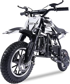 Alien001 Mini Dirt Bike, 50CC 2-Stroke Kids Dirt Bike, EPA Approved Gas Powered with Front Fork and Rear Mono Shock, Up to 25 Mph, Weight Support Up to 130 LBS (Black)