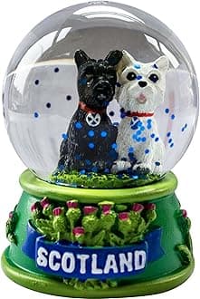 I LUV LTD Scottish Waterball Snow Globe with Dogs Design, Resin Figurine and Moulded Base