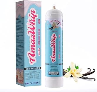 AMAZWHIP 640g,0.95L Vanilla Flavor N20 Cream Charger - The Best Choice for Vanilla Flavor Lovers N2O Whipped Cream Charger - Familiar Vanilla Flavor, Sparkling Childhood Memories (1 cylinder)