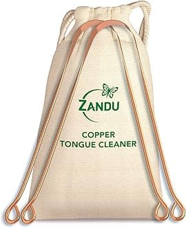 Zandu Copper Tongue Scraper (Pack of 2) :Tongue Cleaner for Managing Oral Health | Reduces Bad Breath & Supports Digestive Health | Comfortable & Flexible Handle | Easy & Safe to Use