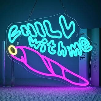 Ineonlife Chill With me Neon Sign Bookshop Neon Signs for Wall Decor Blue Dimmable Led Light for Bookshop Reading Room Office club decor Birthday Christmas Gift