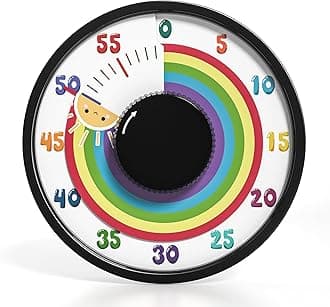 Secura 60-Minute Rainbow Visual Timer 6-Inch Mechanical Countdown Timers for Teaching, Meeting, Cooking, Working - Timer for Kids with Magnetic Backing (Black)