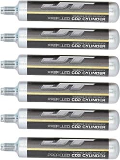 Paintball 90G Prefilled CO2 Cylinders - 6 Pack - Easy-to-Use, Long-Lasting Power for Paintball Markers, Airguns, and Airbows