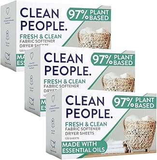 The Clean People Fabric Softener Sheets - Dryer Sheets - Softens & Removes Static Cling - Vegan Laundry Softener, Essential Oils (360 Count, Fresh Scent)