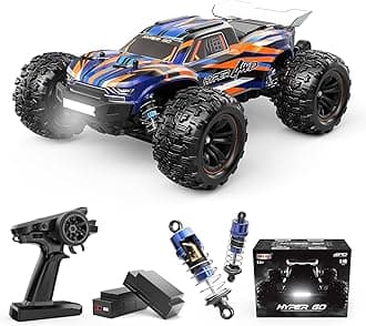 - HYPER GO H16DR 1:16 Scale Ready to Run Fast Remote Control Car, High Speed Jump RC Monster Truck, Off Road RC Cars, 4WD All Terrain RTR RC Truck with 2 LiPo Batteries for Boys and Adults