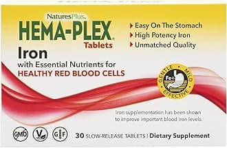 Hema-Plex Iron - 30 Slow-Release Tablets - 85 mg Chelated Iron - Total Blood Health - with Vitamin C & Bioflavonoids - Non GMO, Vegetarian & Gluten Free - 30 Servings