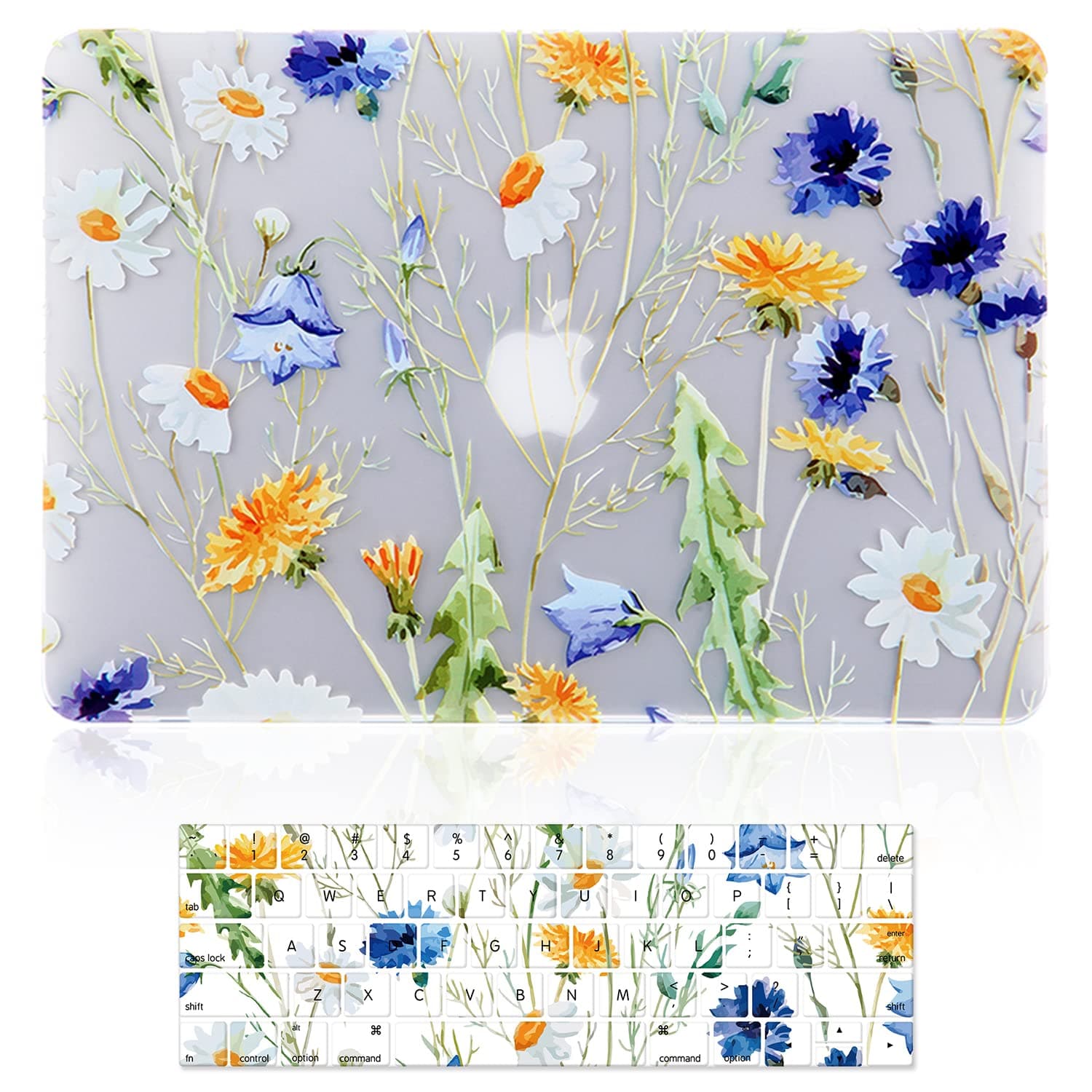 Case for MacBook Pro 13 inch (A1502/A1425, 2012-2015 Release), 3D Effect Matte Clear See Through Hard Cover & Keyboard Cover Compatible Pro 13.3 with Retina Display(NO CD-ROM), Floral Pattern