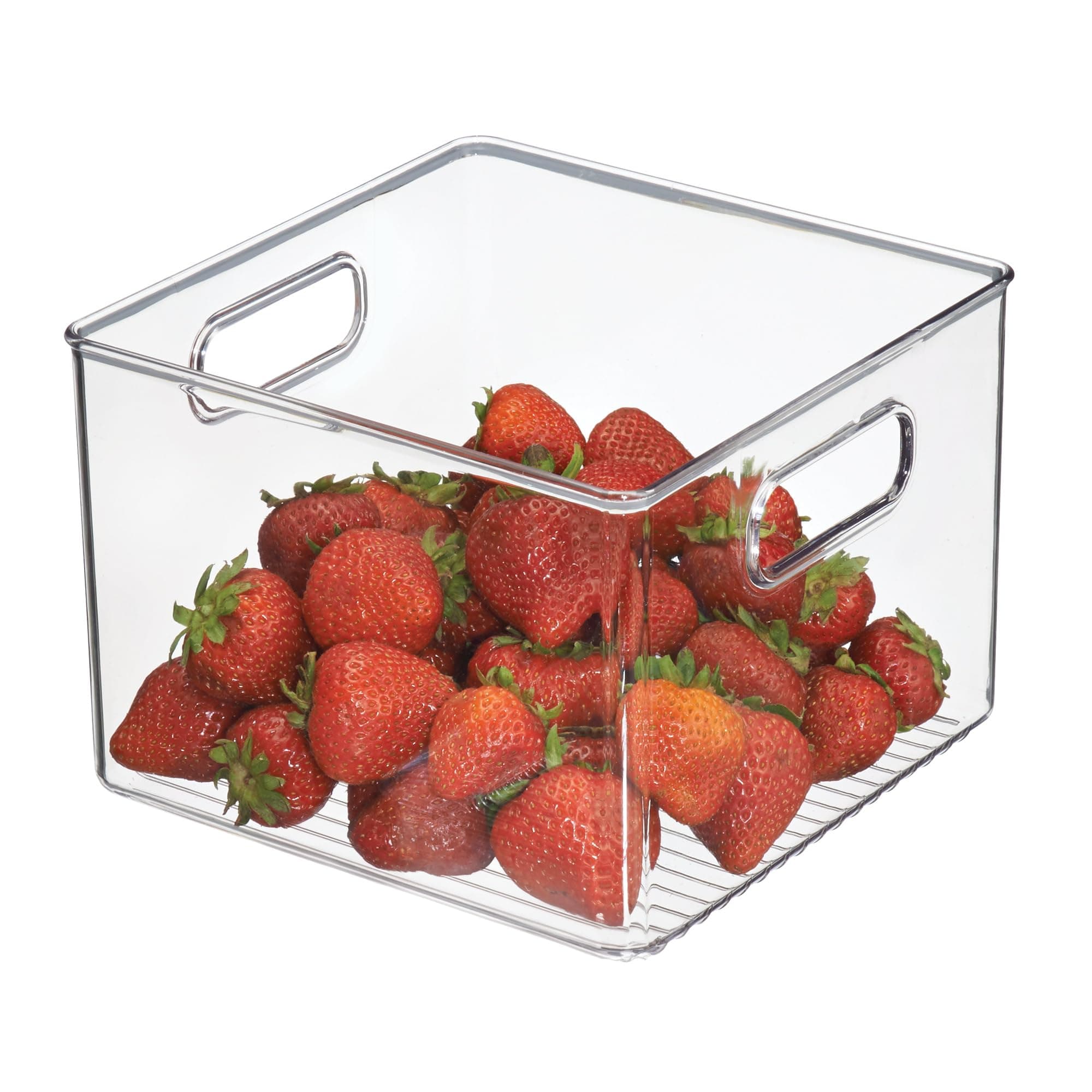 Pantry Storage Bin with Handles for Kitchen Cabinets or Fridge - Clear - Made in USA