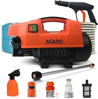 Supreme High Pressure Washer Car Washer, 1800 Watts Motor, 120 Bars, 6.5L/Min Flow Rate, 8 Meters Outlet Hose, Portable, Car, Bike & Home Cleaning, Black and Orange