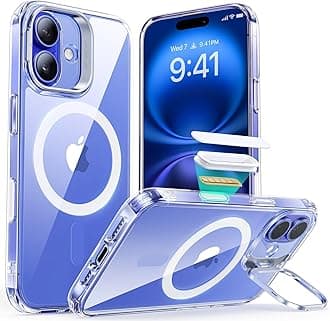 for iPhone 16 Case Cover, Camera Control Capture Button, Built-in Stash Stand Phone Case, Compatible with MagSafe, Military-Grade Protective Case, Classic Series, Clear