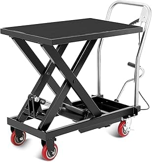 Hydraulic Lift Table Cart, 330lbs Capacity 28.5" Lifting Height Hydraulic Table Cart, Single Scissor Lift with Non-Slip Pad for Material Handling and Transportation, Black