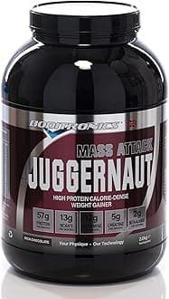 Boditronics Mass Attack Juggernaut Powder for Weight Gainer Powder, All in One Muscle Mass Gainer, High Protein Powder for Men & Women, 5g Creatine, BCAA, Glutamine & Beta Alanine (Rich Chocolates)