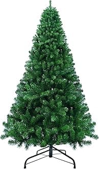 Sulfar 7ft Christmas Tree, Premium PVC Fir Artificial Holiday Christmas Tree, with 1200 Branch Tips, 210cm, Ideal for Home, Office, and Xmas Party Decoration, Includes Metal Foldable Stand