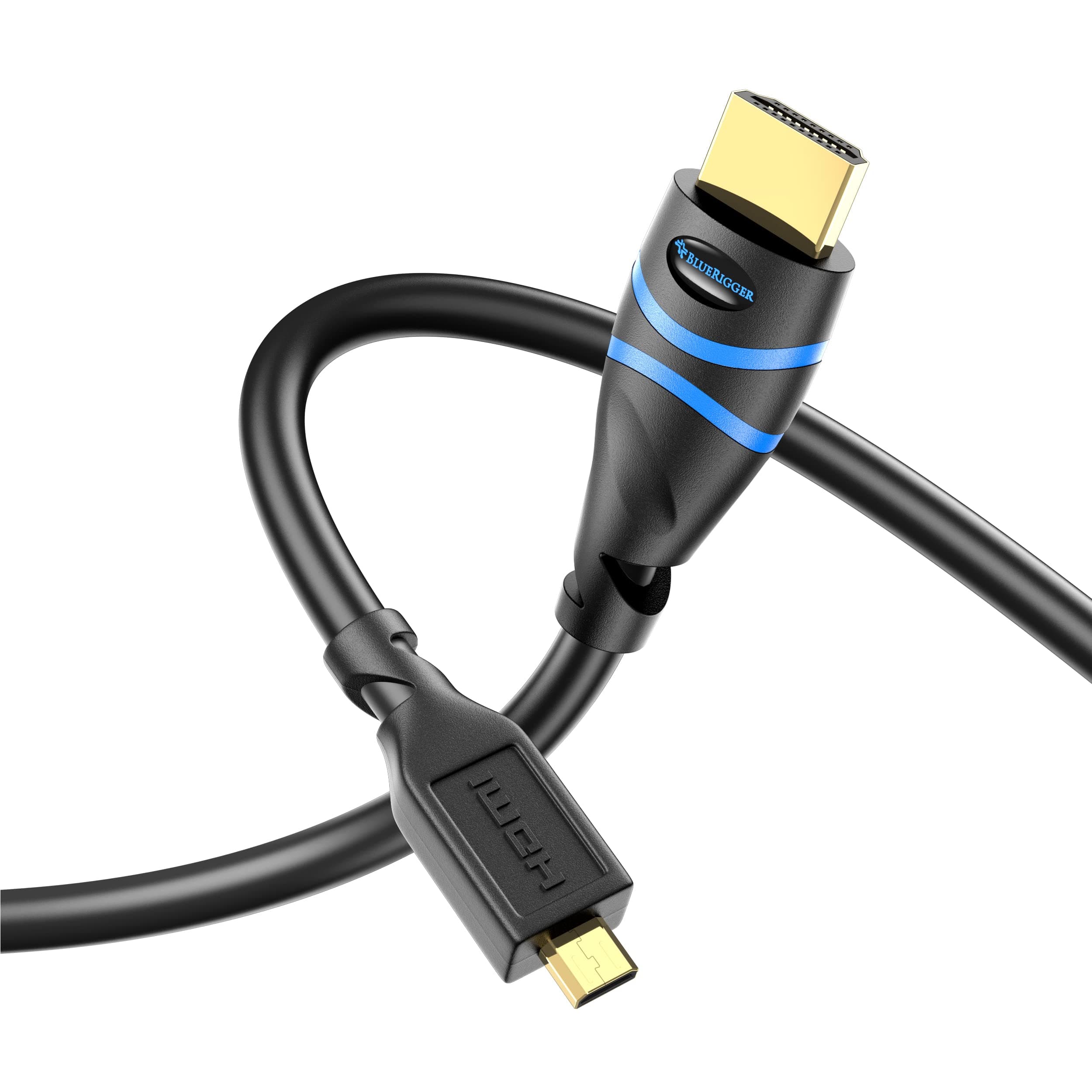 BlueRigger High Speed Micro HDMI to HDMI cable with Ethernet (3 Feet) - Support 4K- UltraHD, 3D, 1080p (Latest Standard)