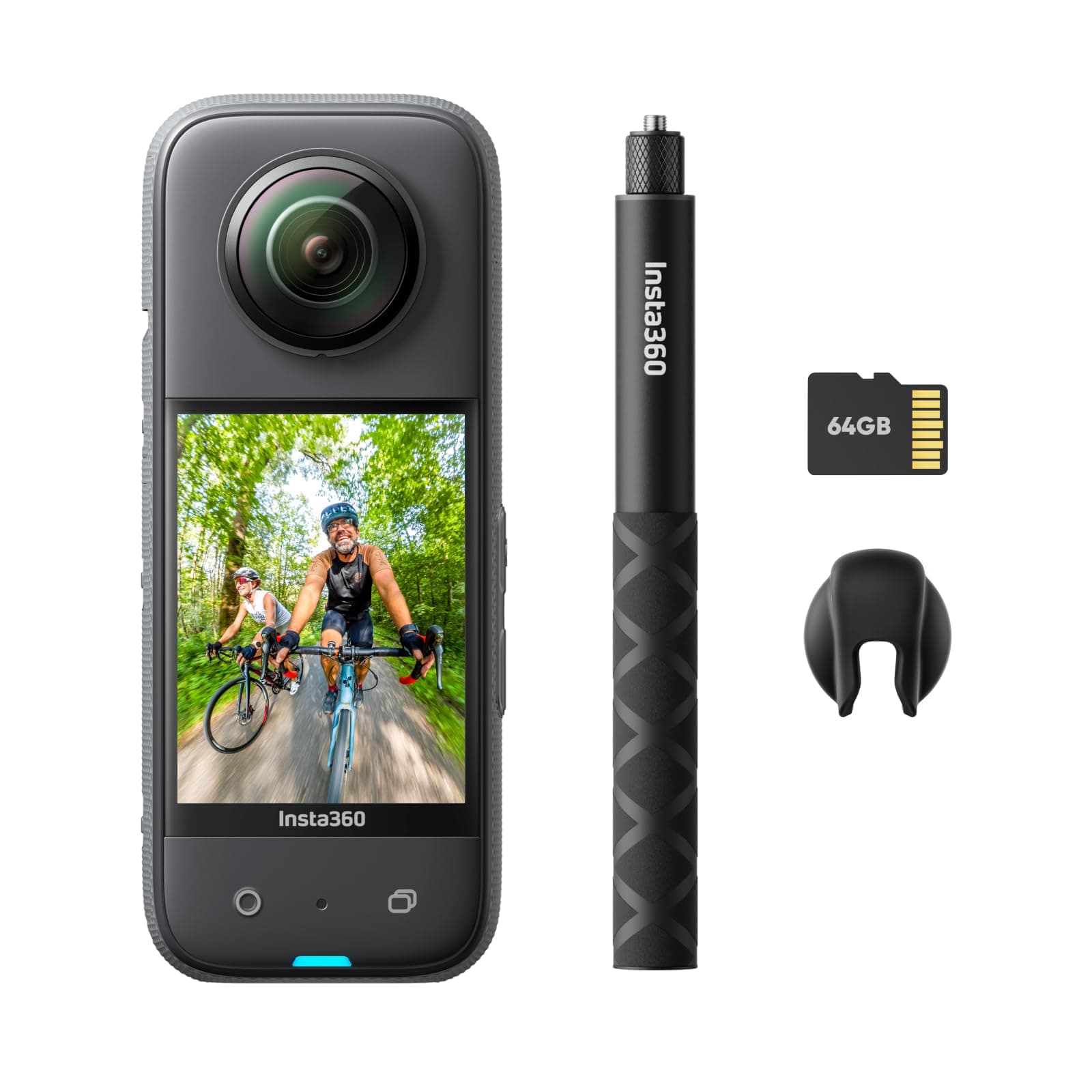 X3 Get-Set Kit - Waterproof 360 Action Camera with 1/2" 48MP Sensors, 5.7K 360 Active HDR Video, 72MP 360 Photo, 4K Single-Lens, 60fps Me Mode, Stabilization, 2.29" Touchscreen, AI Editing