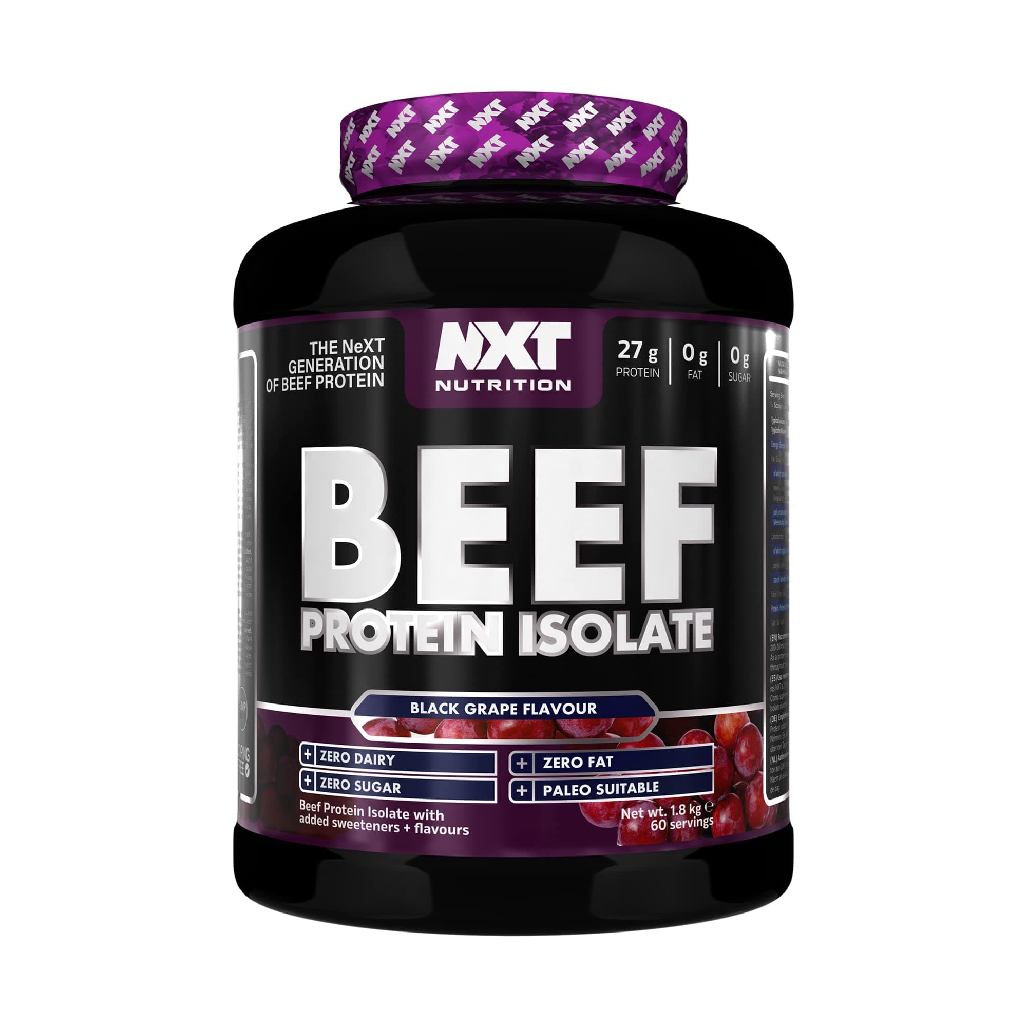 – NXT Beef Protein Isolate Black Grape 1.8kg 60 Servings