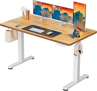 ErGear Height Adjustable Electric Standing Desk, 55 x 28 Inches Sit Stand up Desk, Memory Computer Home Office Desk (Light Vintage Brown)