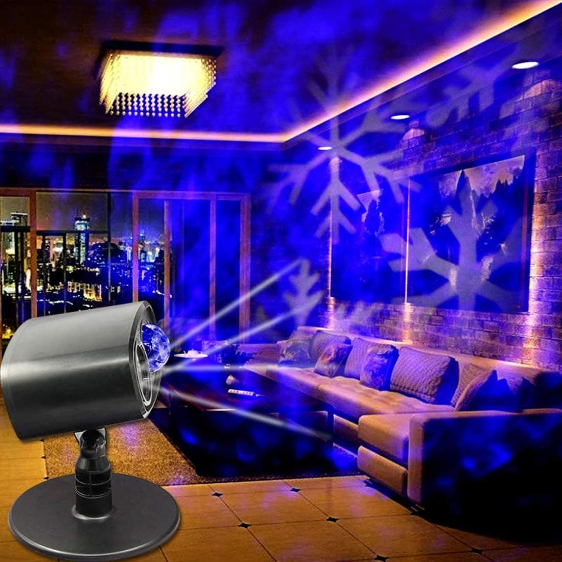 Christmas Projector Light, Snowflake Spotlight, Water Wave Light, Snowflake Projector Light Winter Snow Light Ground Land LED Light Projector for Christmas Party Lawn Patio Yard Decoration (Snow)