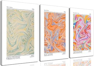 Hwetui Abstract Gradient Posters Retro Colourful Aura Canvas Wall Art Trendy Psychedelic Prints Minimalist Preppy Painting Pastel Picture Home Decor Aesthetic for Living Room16''x24''x3 Unframed
