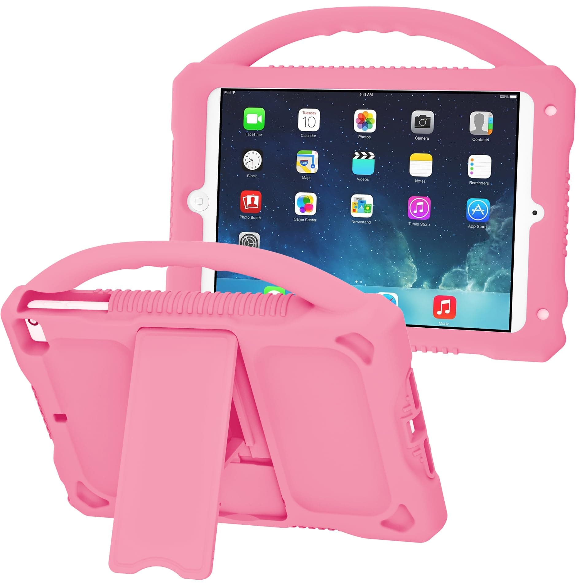 Adocham Kids Case for iPad mini 5 4 3 2 1,Shockproof Protective Silicone Cover for Apple 7.9 inch Kids iPad mini/Mini 2/Mini 3/Mini 4/Mini 5 Case with Stand Handle (Pink)