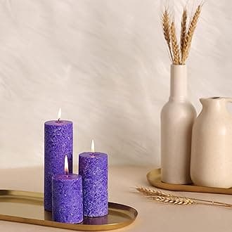 PROSPERRO LUMO by Parkash Candle Set of 3 Fragrance Pillar Candles Marble Finish (Lavender Fragrance)
