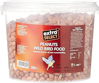 Extra Select Wild Bird Peanuts: High Grade, Protein Rich, Year Round Wild Bird Food Peanuts - Ideal for Winter Feed - 3 Litre Tub