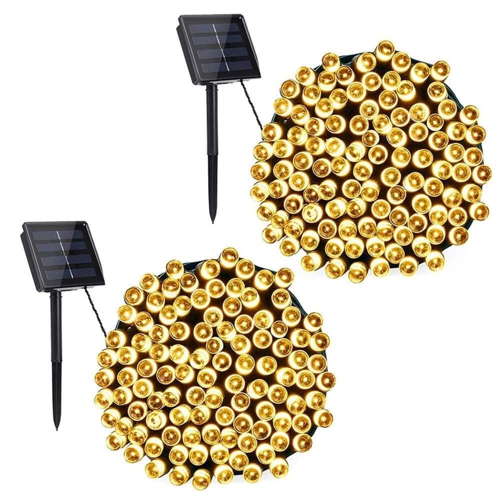 Dolucky Solar Powered String Lights 72 ft 200 LED Solar Fairy Lights, Waterproof Christmas String Lights for Outdoor Garden Party Wedding Decoration (Warm White, 2 Pack)