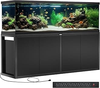 GDLF 125-150 Gallon Fish Tank Stand, Heavy Duty Metal Aquarium Stand with Power Outlet and Cabinet for Fish Tank Filters and Accessories,72.8" L*18.9" W,2200LBS Capacity