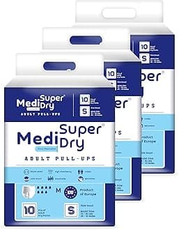 Adult Diaper Pants | Small (S) |Waist 51-81 cm (20-32 inches) |High Absorbency -10 Hrs |Rash-Free |Leakproof |Breathable |Odourless |Elastic Waist |For Men & Women | 30 Units, Pack of 3