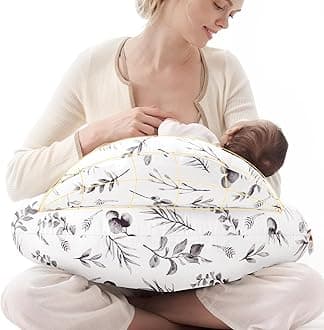 Momcozy Pioneering Safety Fence Nursing Pillow for Breastfeeding- Wider Feeding Pillows for More Support for Mom & Baby- Easier Nursing & Hand Free- Fit for All, Removable Cotton Cover