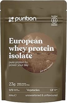 Purition - 100% Whey Protein Isolate, 93% Protein, Triple-Filtered, Unsweetened, Unflavoured, Soy Free, Low Fat, 23g Protein per Serving, 20 Servings - 500g